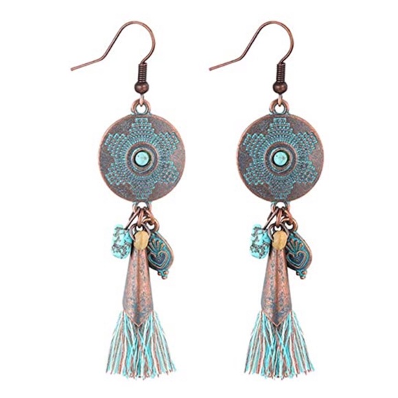Jewelry - 🌻3 for $12🖤Vintage Turquoise Tassel Earrings